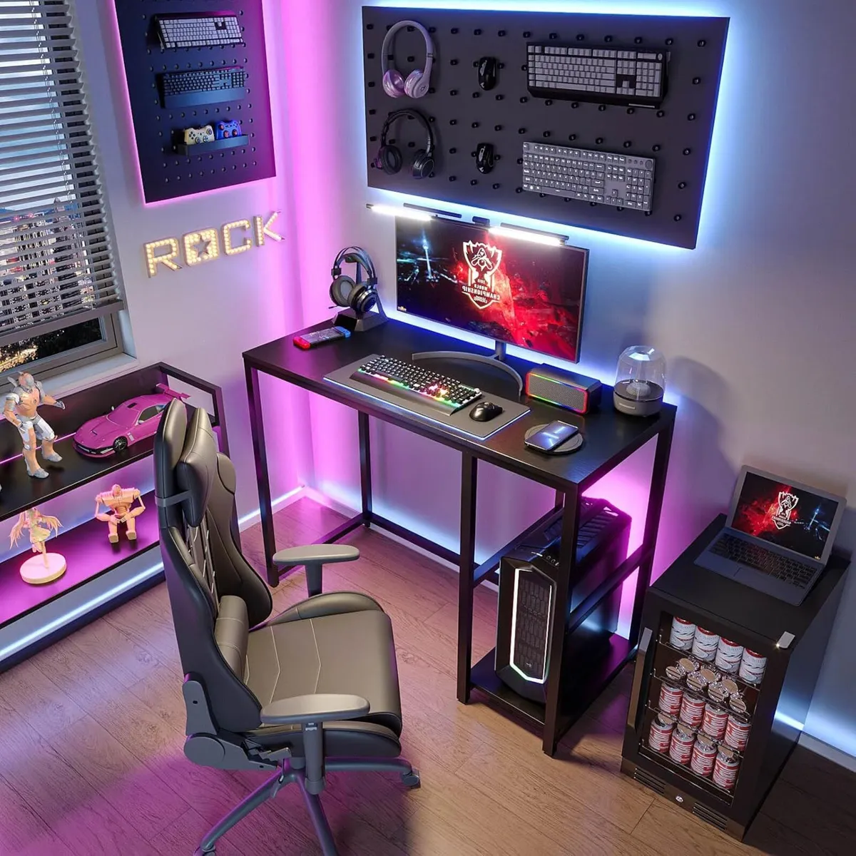 Computer Desk with 2-Tier Shelves 100cm Sturdy - Image 4