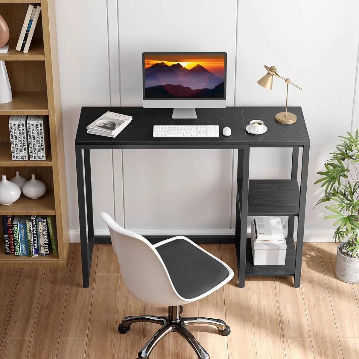 Computer Desk with 2-Tier Shelves 100cm Sturdy - Image 2
