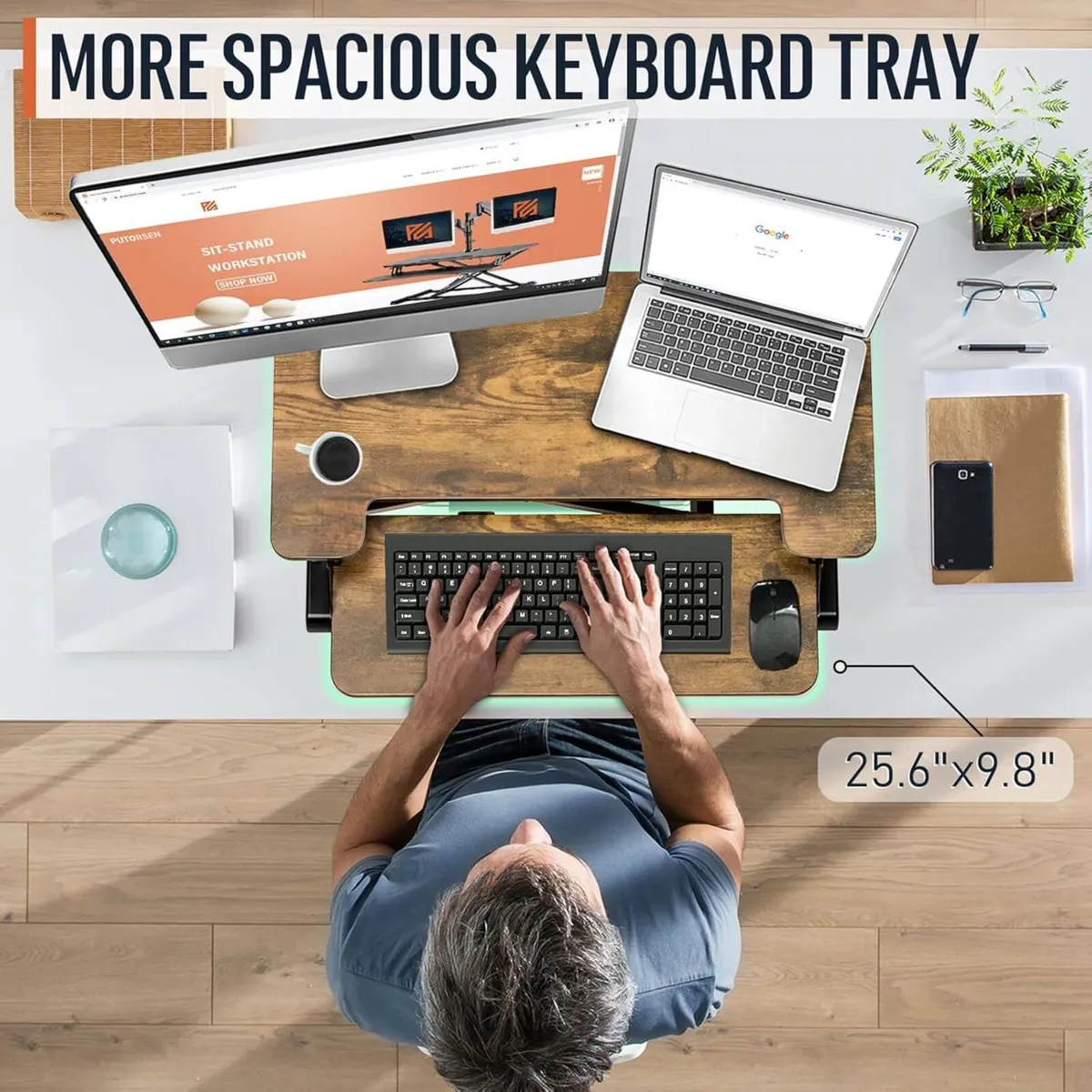 Standing Desk Converter with Height Adjustable 32 - Image 4