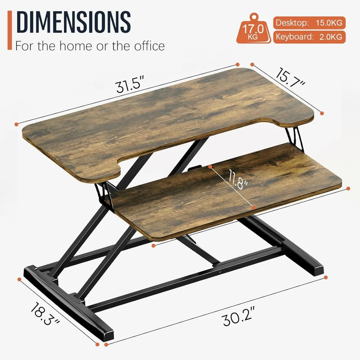 Standing Desk Converter with Height Adjustable 32 - Image 3