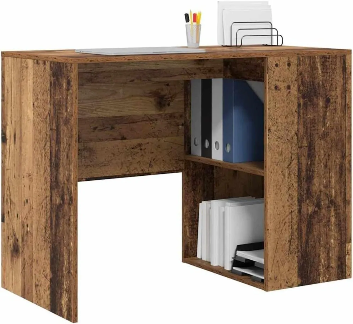 Desk with Shelf Old wood 102 x 50 75 cm Engineered - Image 1