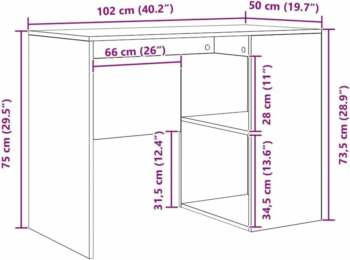 Desk with Shelf Old wood 102 x 50 75 cm Engineered - Image 3