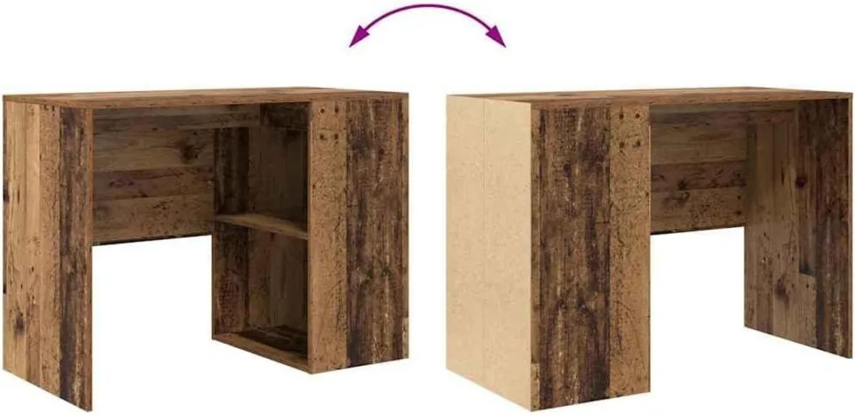 Desk with Shelf Old wood 102 x 50 75 cm Engineered - Image 4