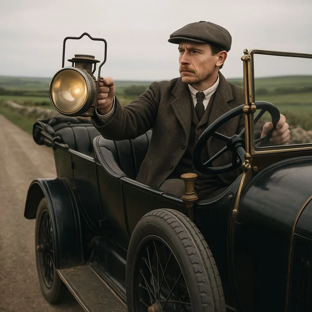 antique vintage lamp car rail train cottage bike - Image 1