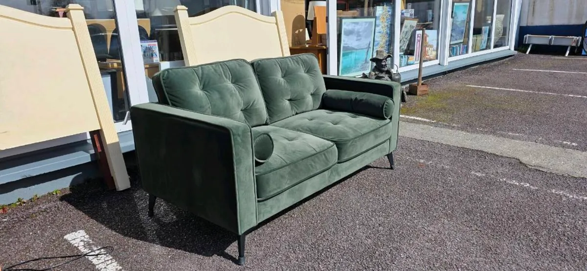 Green Velvet Sofa - Image 1