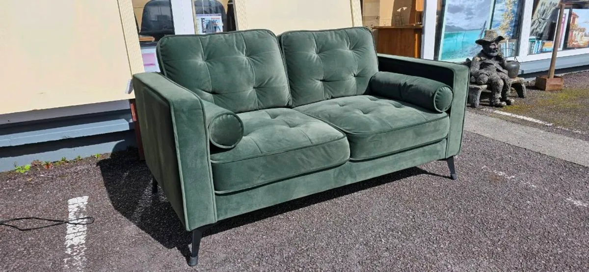 Green Velvet Sofa - Image 2