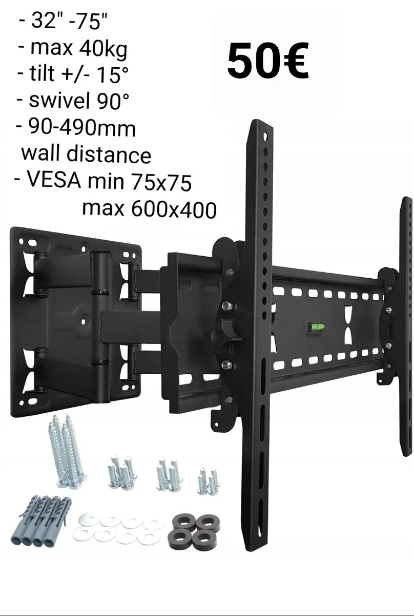 Tv Wall Mount Bracket Tilt Swivel Long Arm 32"-75" - Image 2