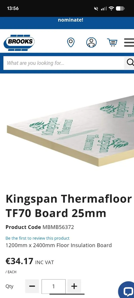 Perimeter Floor Insulation - Kingspan TF70 25mm