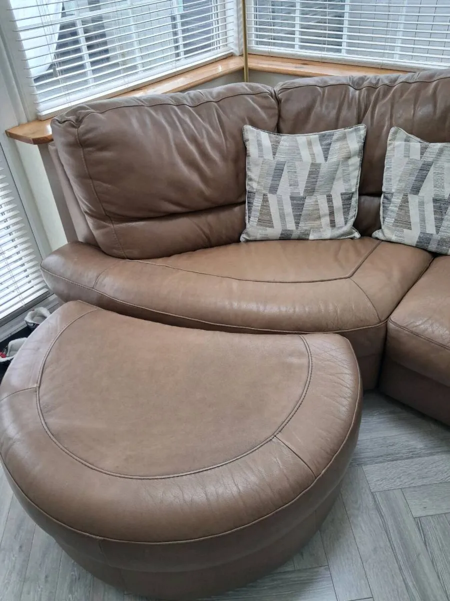 Couch- brown leather- - Image 3