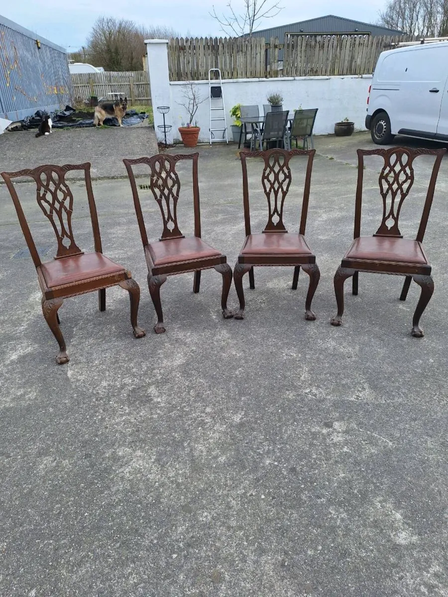 Set of four pierced Chippendale style chairs - Image 1