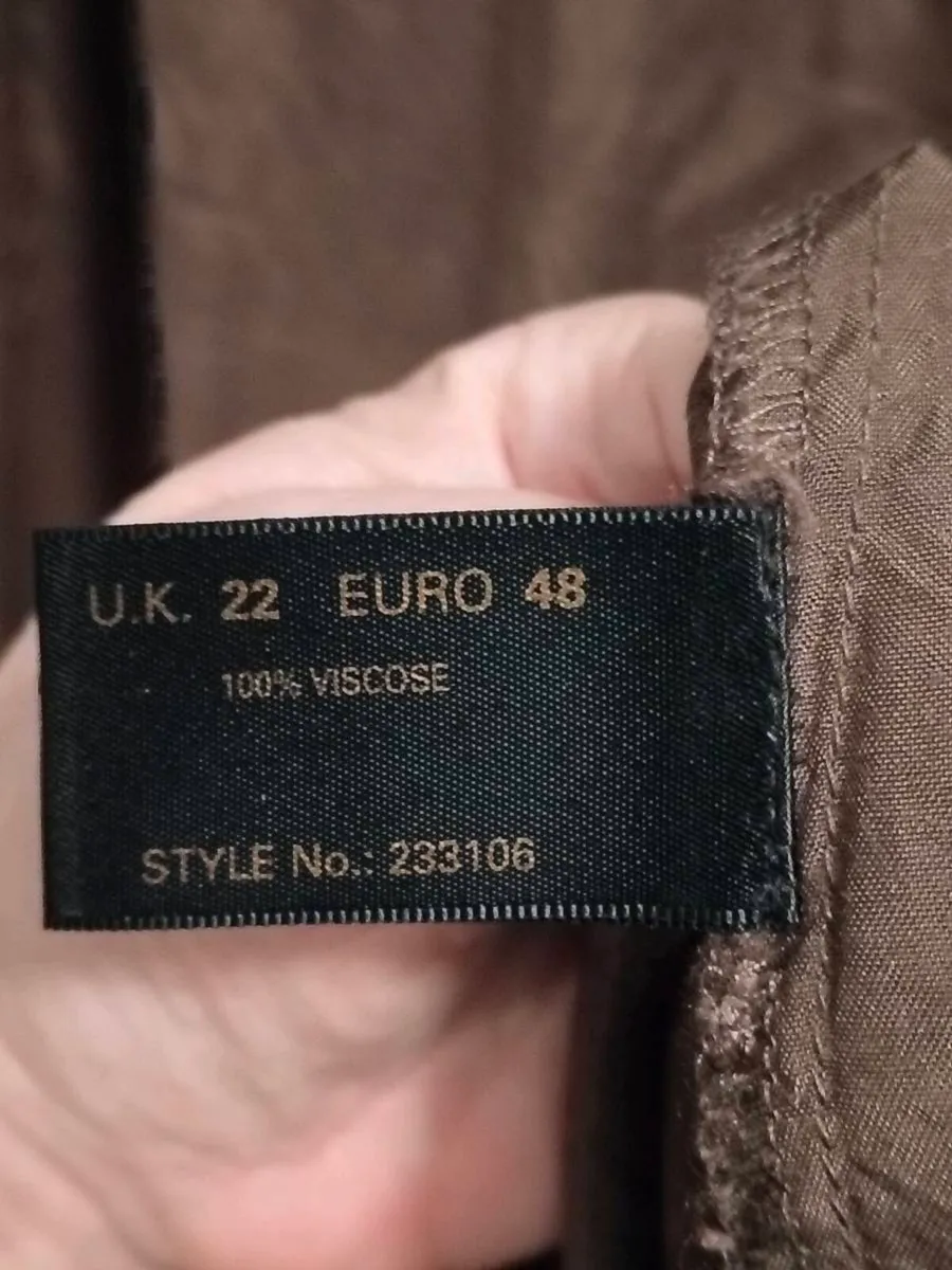 Ann Harvey brown with lovely shine dress.
Width 54 - Image 3