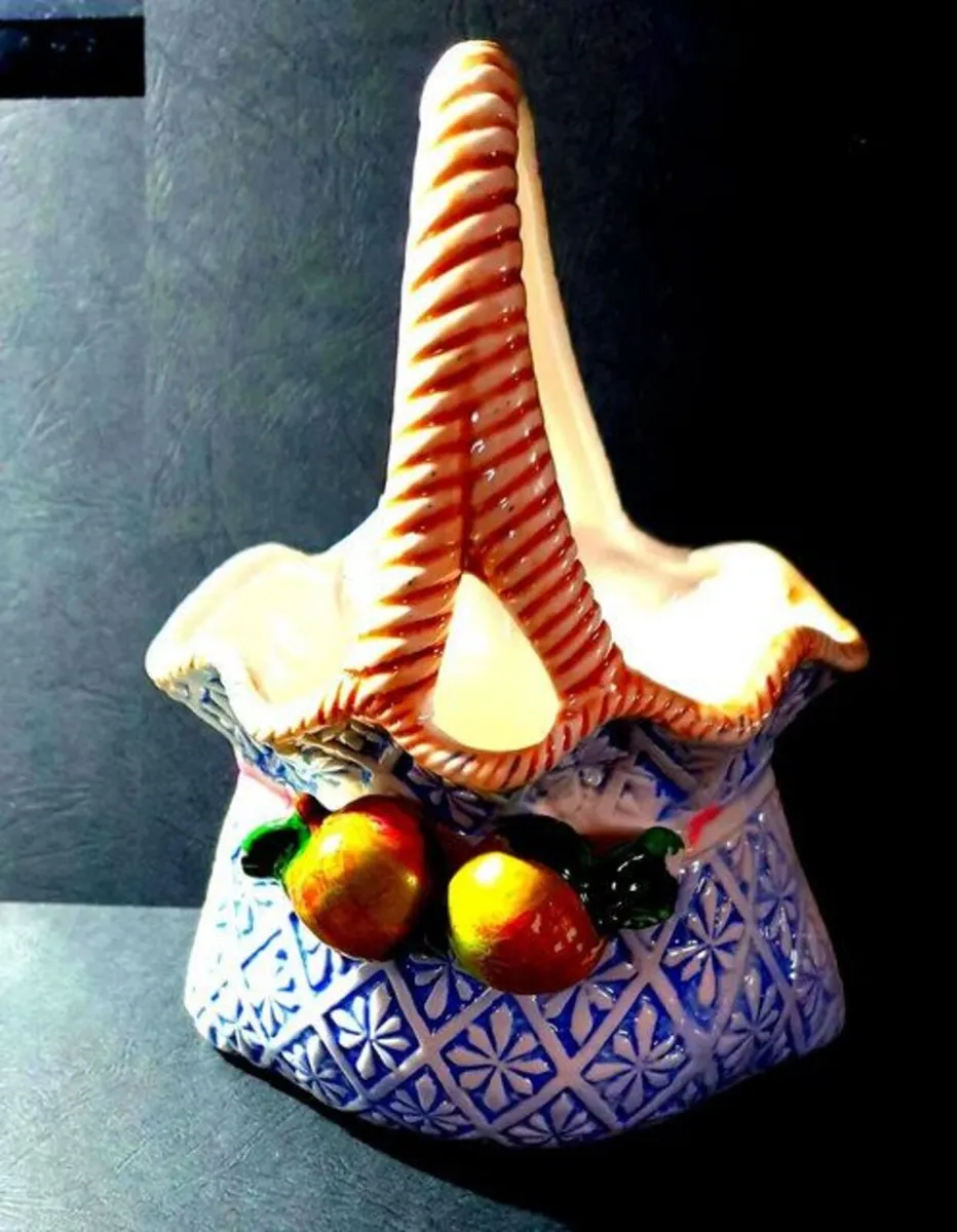 Vintage Signed Majolica Style Posy Basket - Image 3