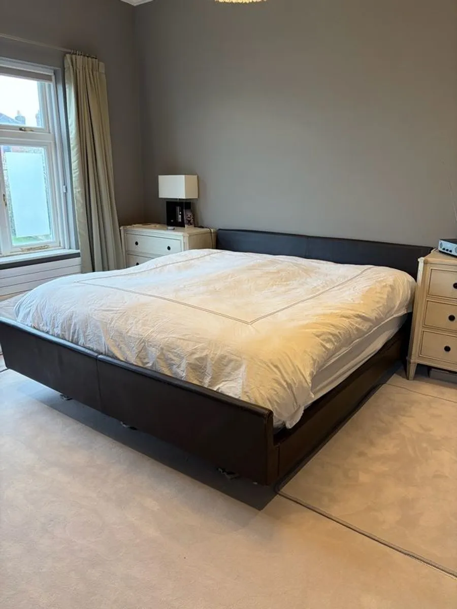 Italian Leather Double Bed - Image 1