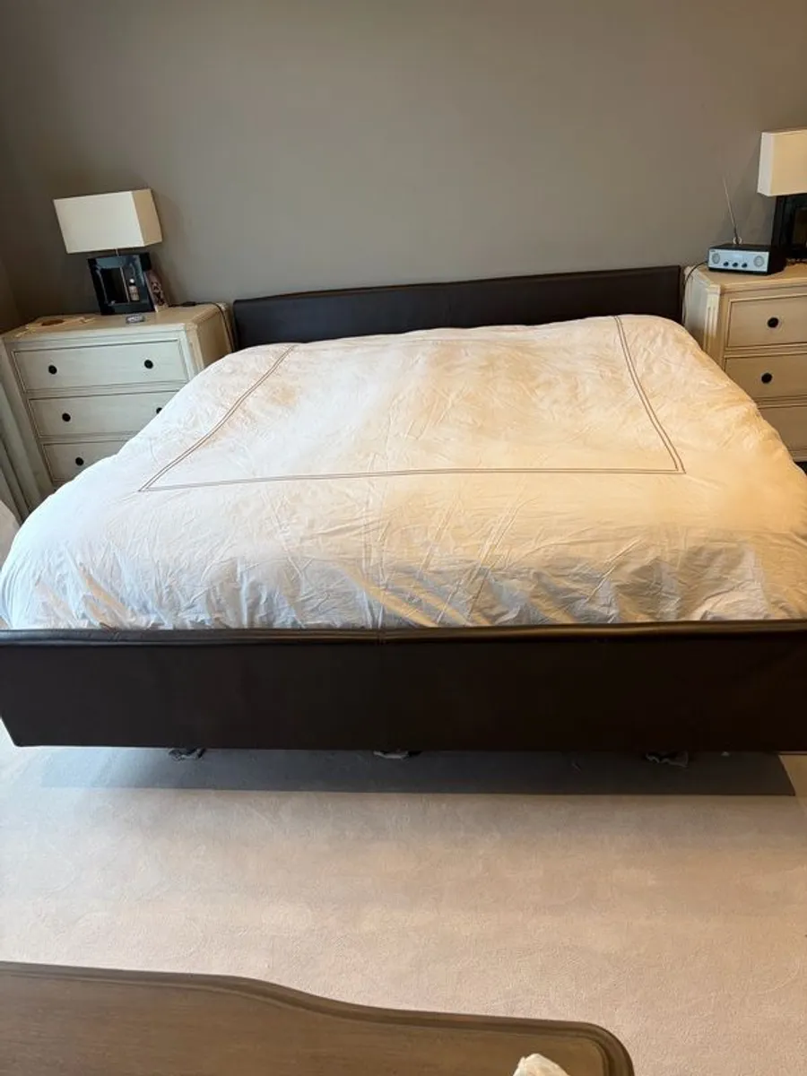 Italian Leather Double Bed - Image 2