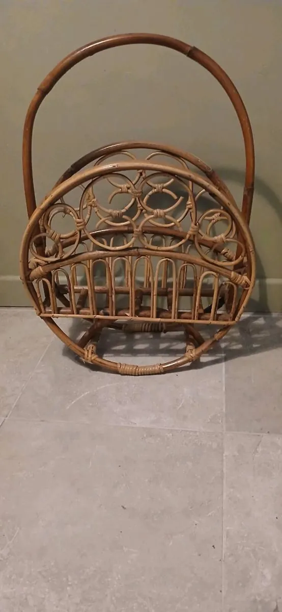 Mid-century Large Bamboo Magazine Rack - Image 1