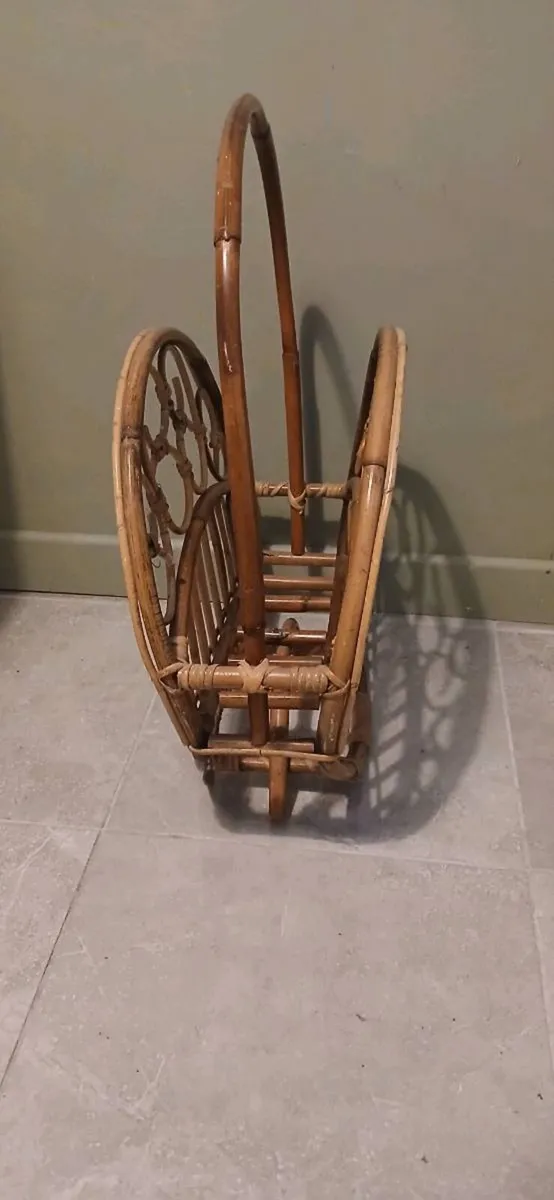 Mid-century Large Bamboo Magazine Rack - Image 4