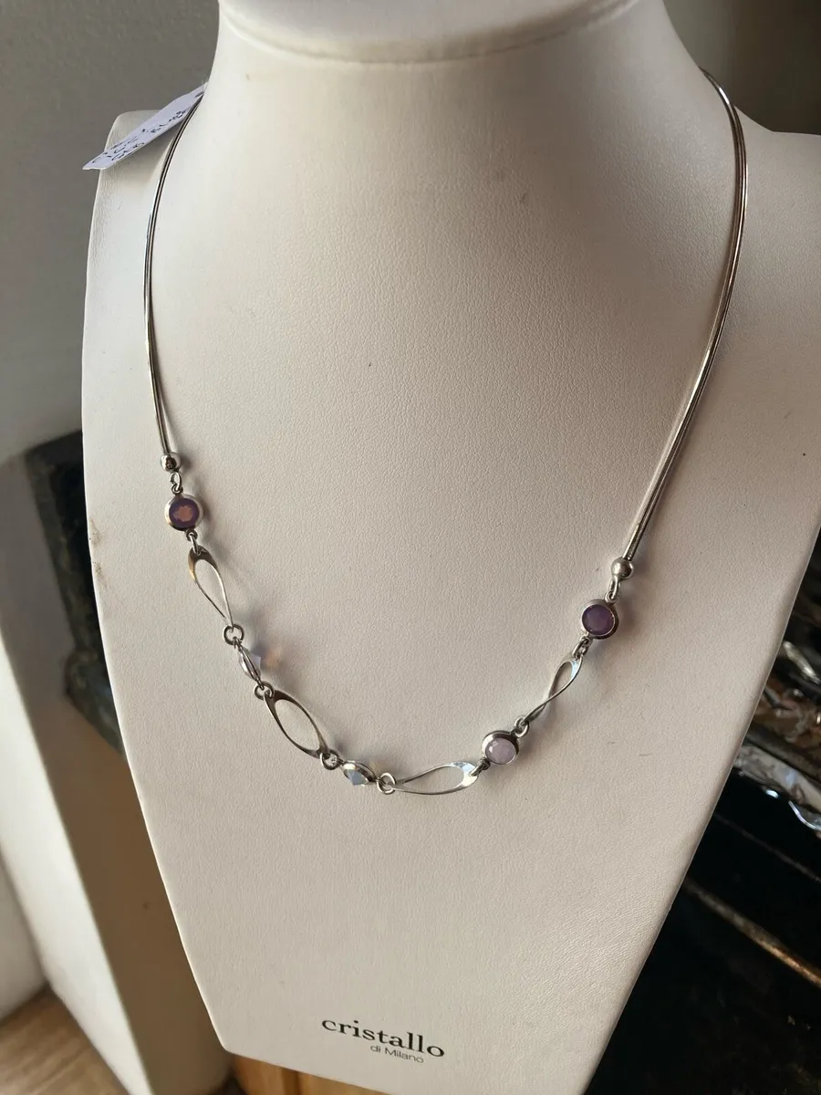 Sterling Silver chain with coloured crystals - Image 1