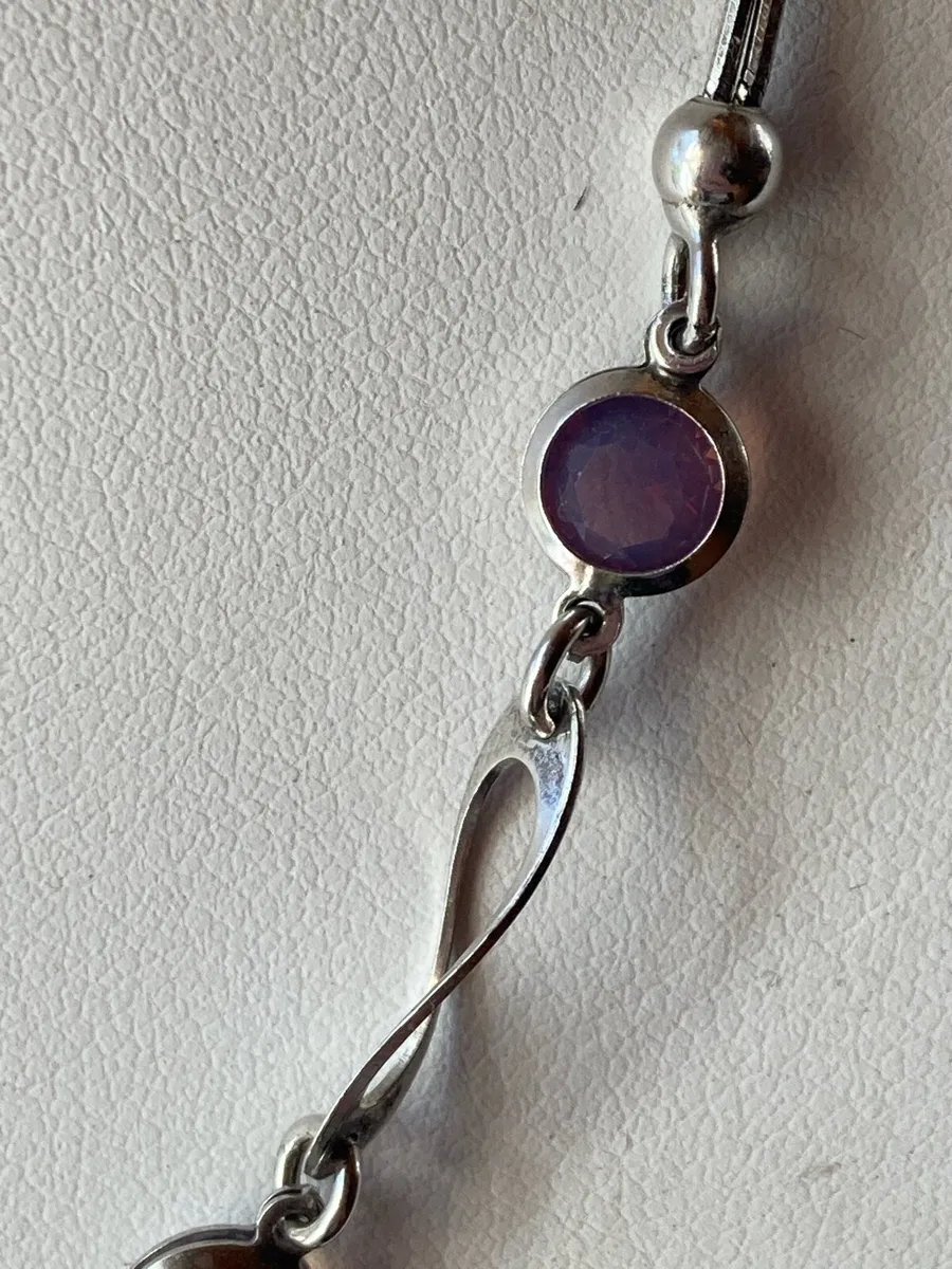 Sterling Silver chain with coloured crystals - Image 3