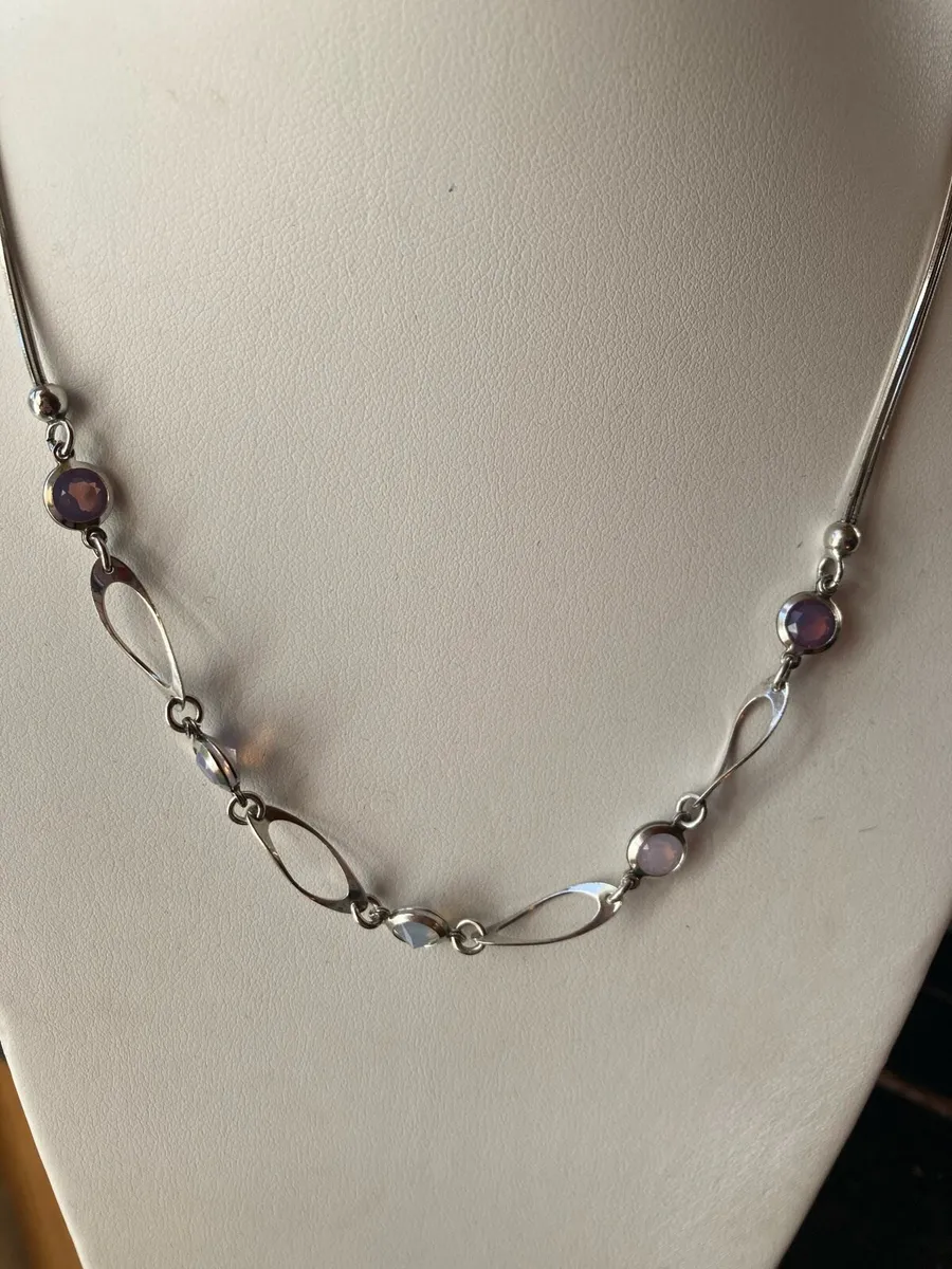 Sterling Silver chain with coloured crystals - Image 2
