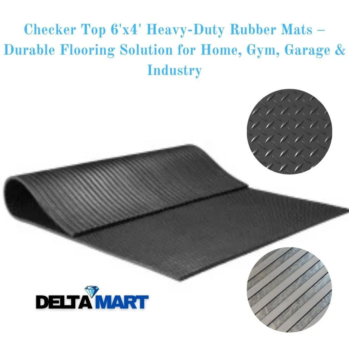 12mm Checker Rubber Mat – Heavy Duty Anti-Slip Flo - Image 1