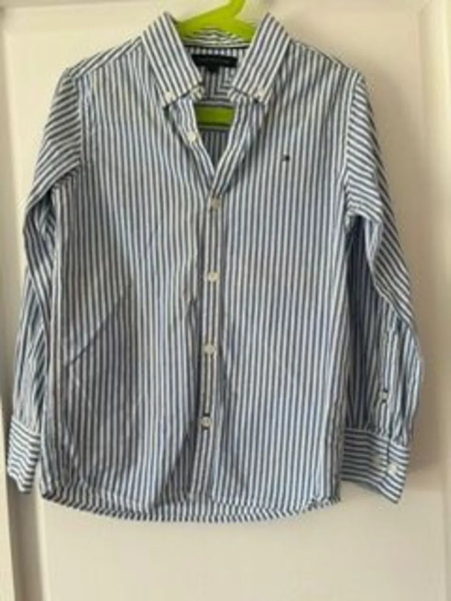 Tommy Hilfiger Blue & White Striped Shirt age 7-8 - Image 1