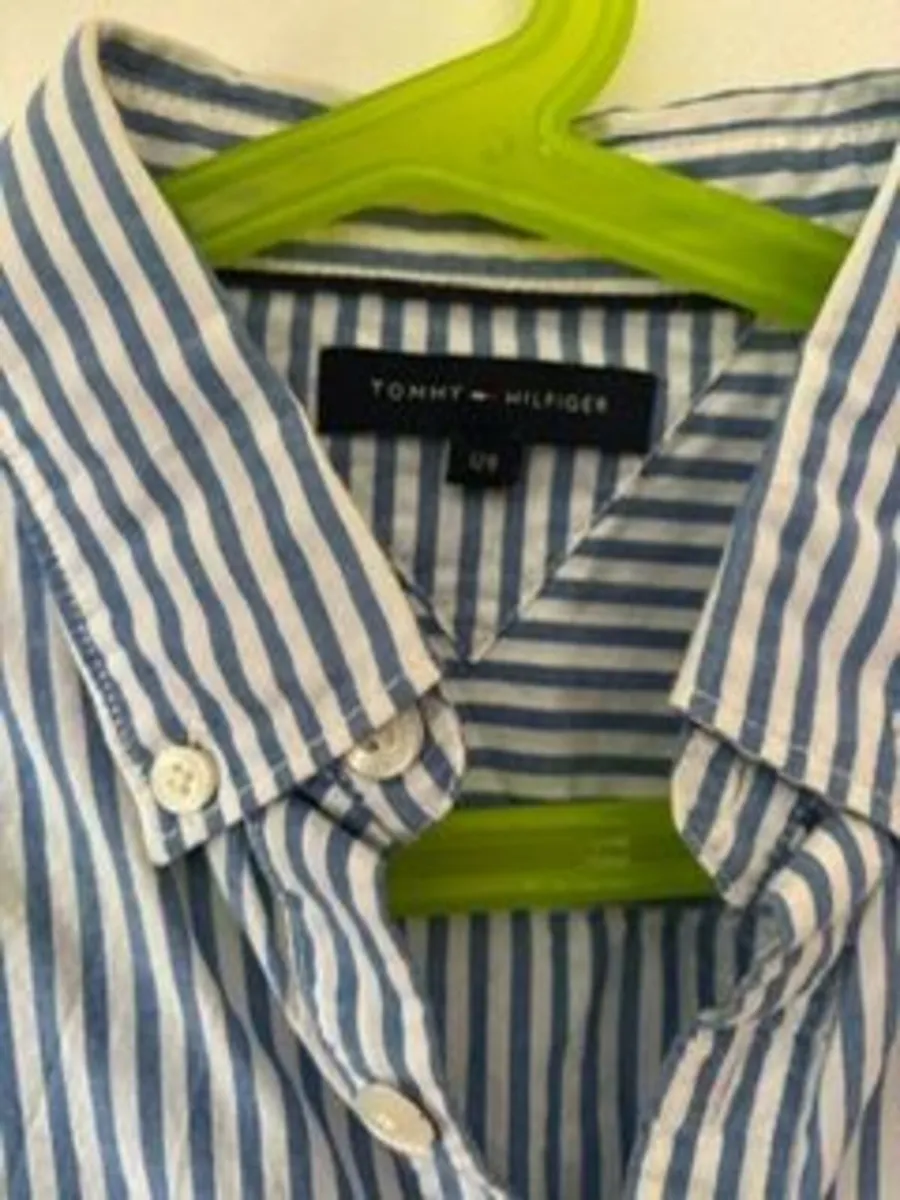 Tommy Hilfiger Blue & White Striped Shirt age 7-8 - Image 3