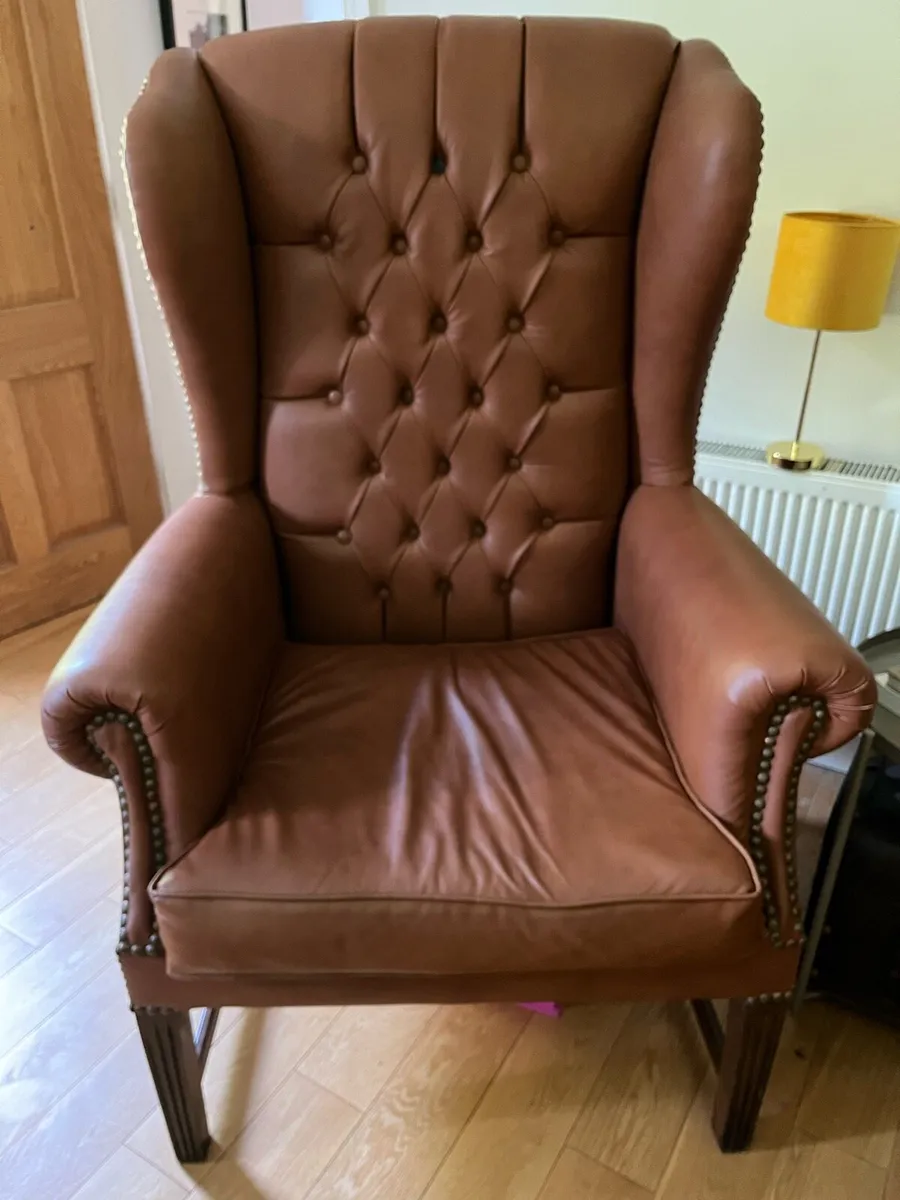 Leather Wingback Chairs x 2
