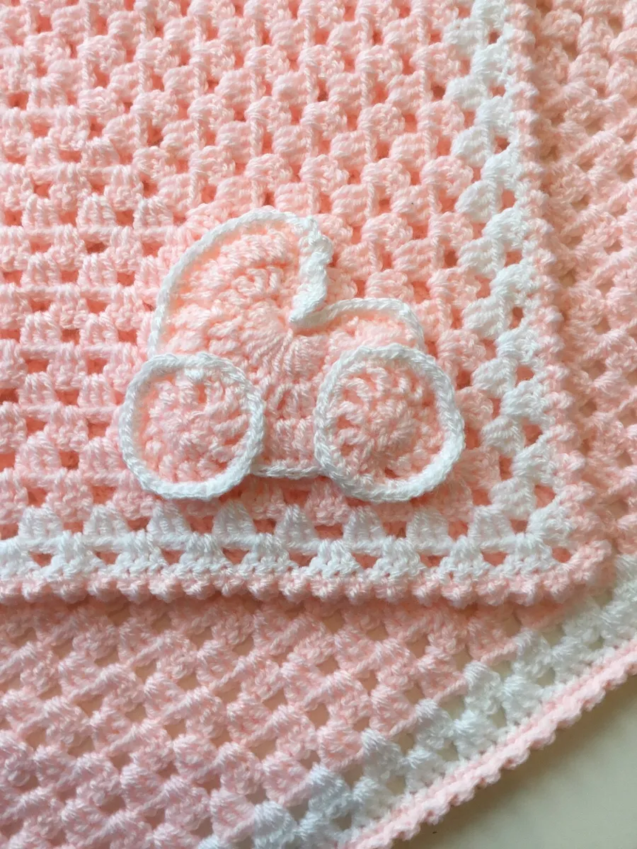 Hand crocheted Baby Blanket with matching pram - Image 2