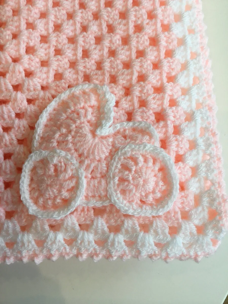 Hand crocheted Baby Blanket with matching pram - Image 4