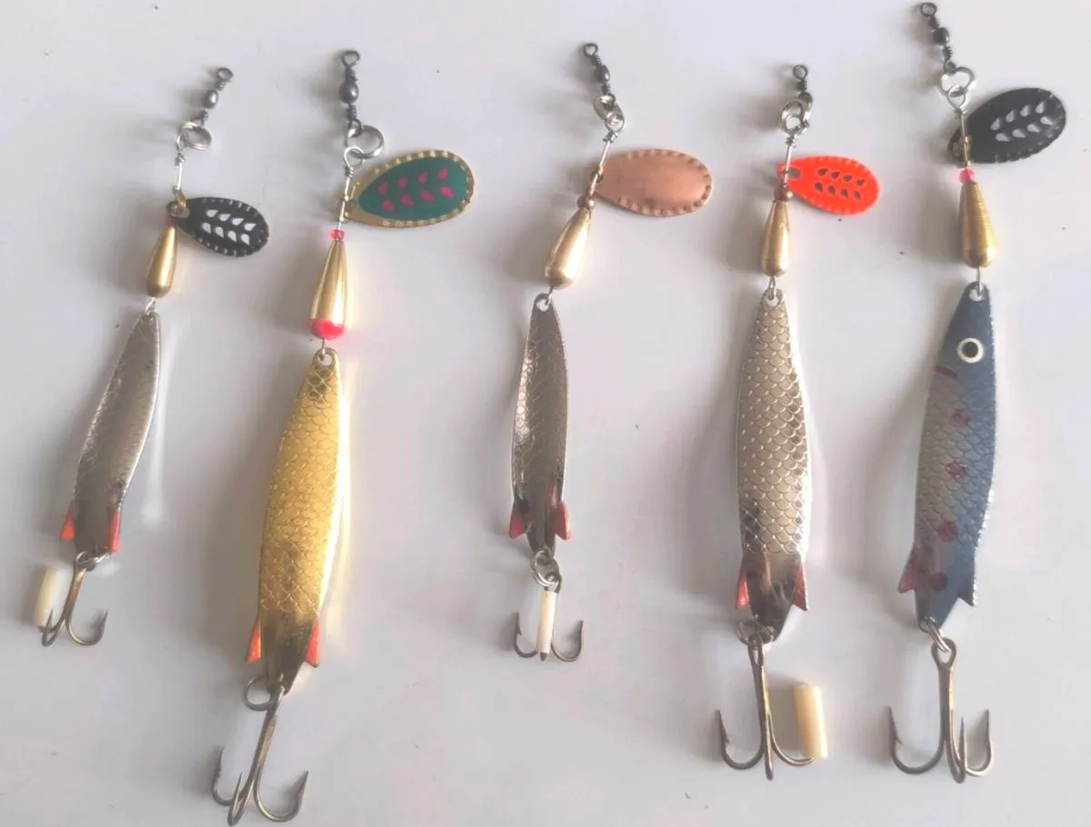 5 mixed hybrid Abu Toby Droppen spinner spoons - Image 1