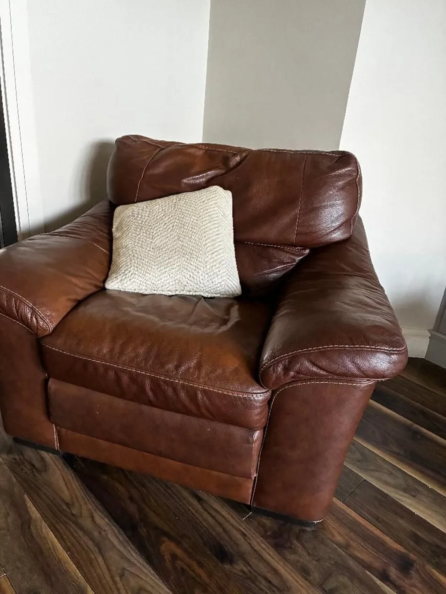 leather sofa and armchair - Image 1