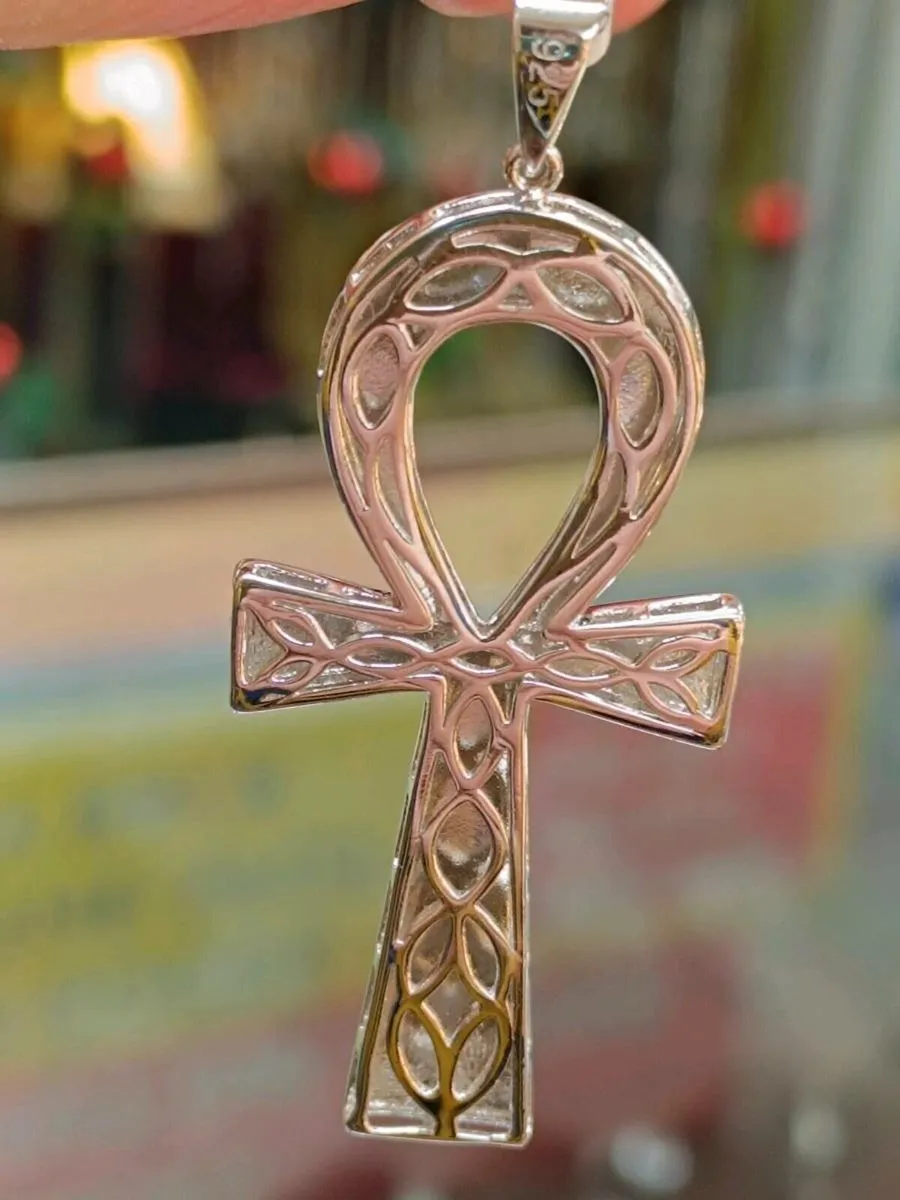 Ankh Cross / Tree of Life Silver Pendant - Image 1