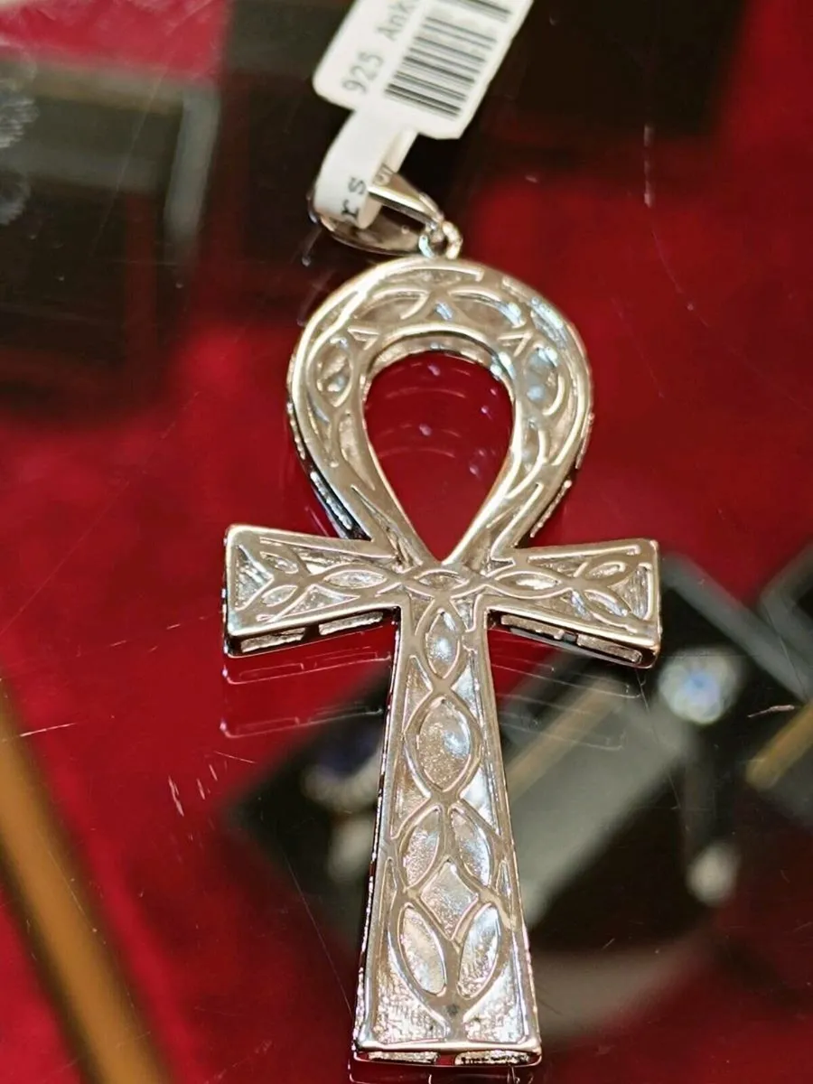 Ankh Cross / Tree of Life Silver Pendant - Image 3