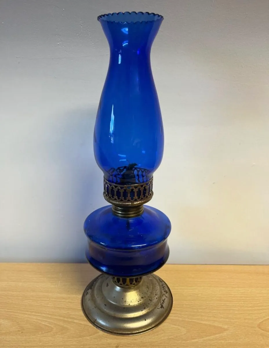 Cobalt blue oil lamp