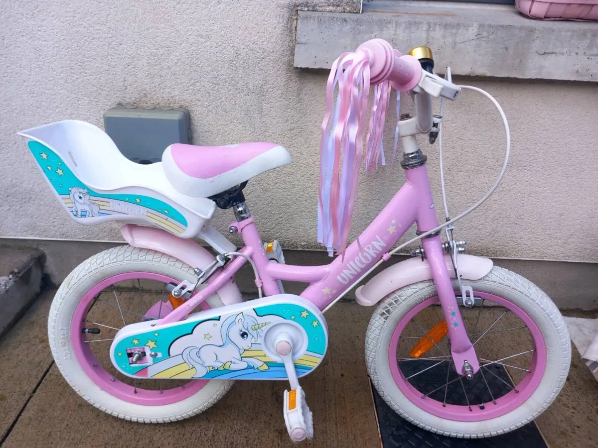 Kids unicorn bike size 14 inch wheels - Image 2