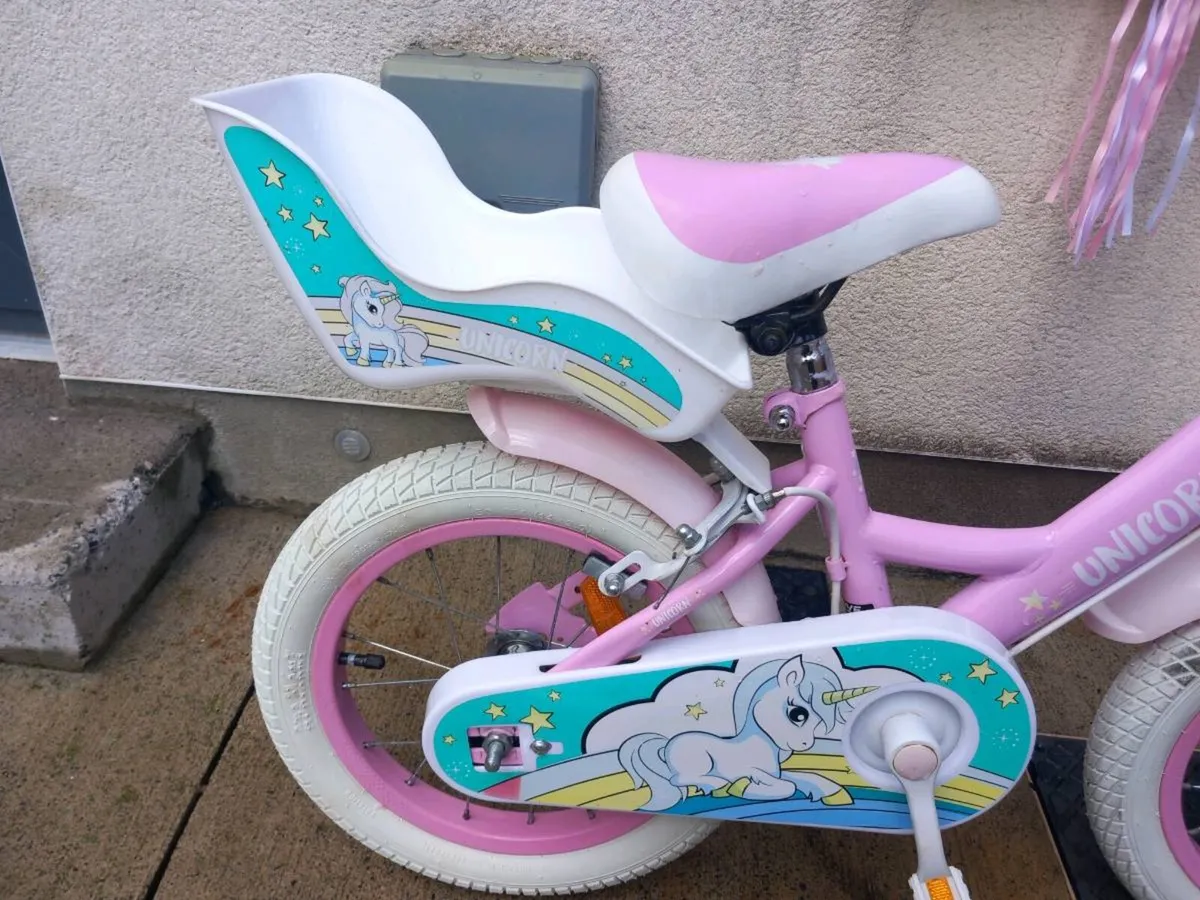 Kids unicorn bike size 14 inch wheels - Image 3