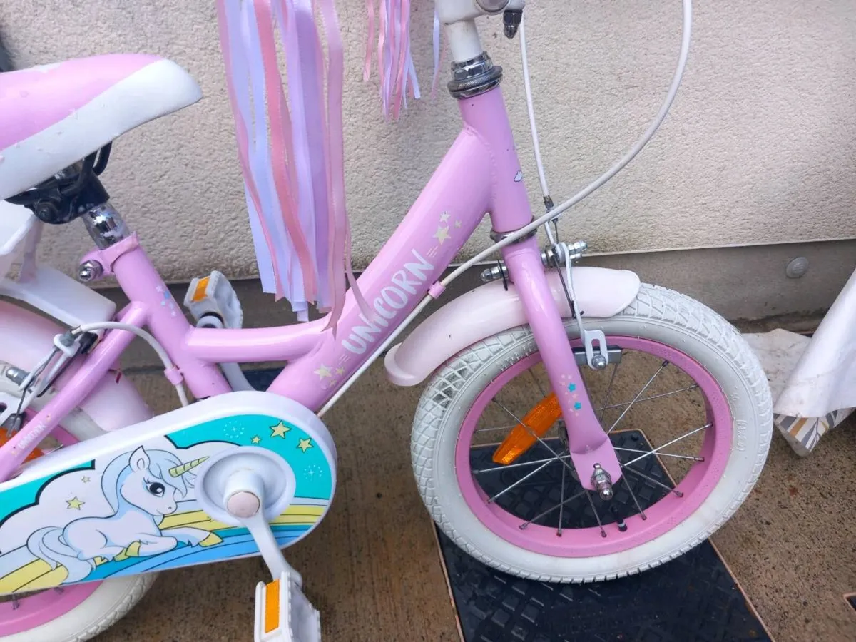 Kids unicorn bike size 14 inch wheels - Image 4