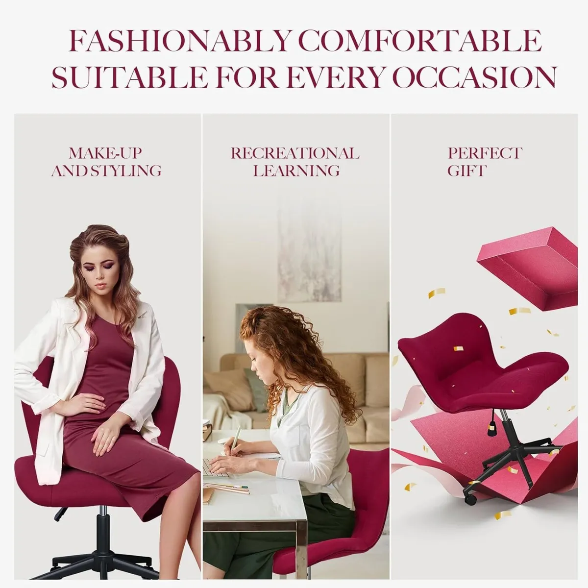 Ergonomic Armless Swivel Chair with Adjustable - Image 3
