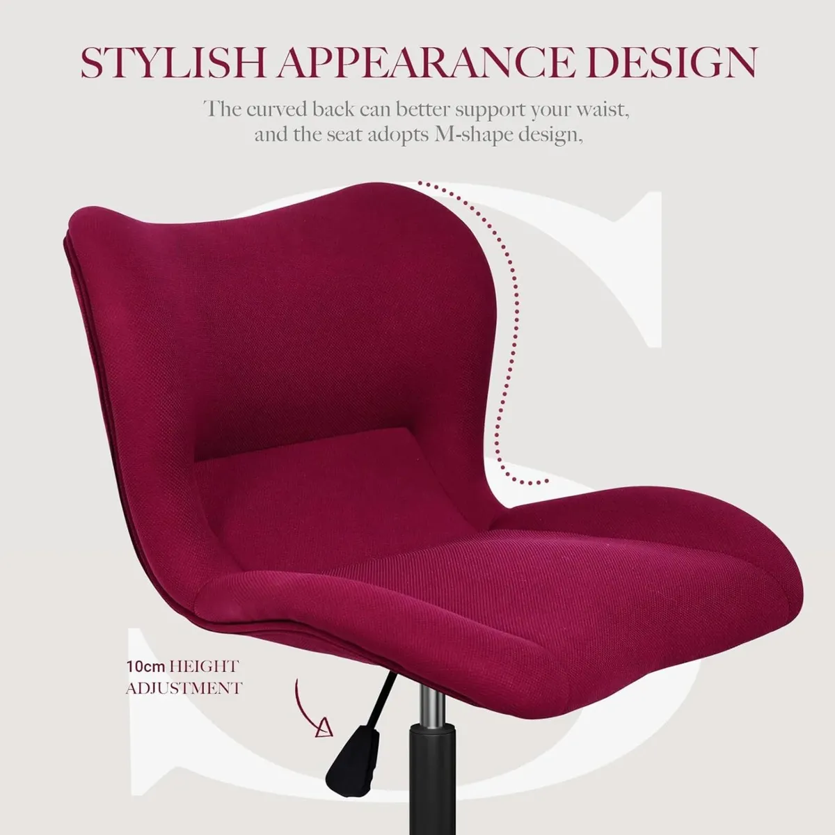 Ergonomic Armless Swivel Chair with Adjustable - Image 4