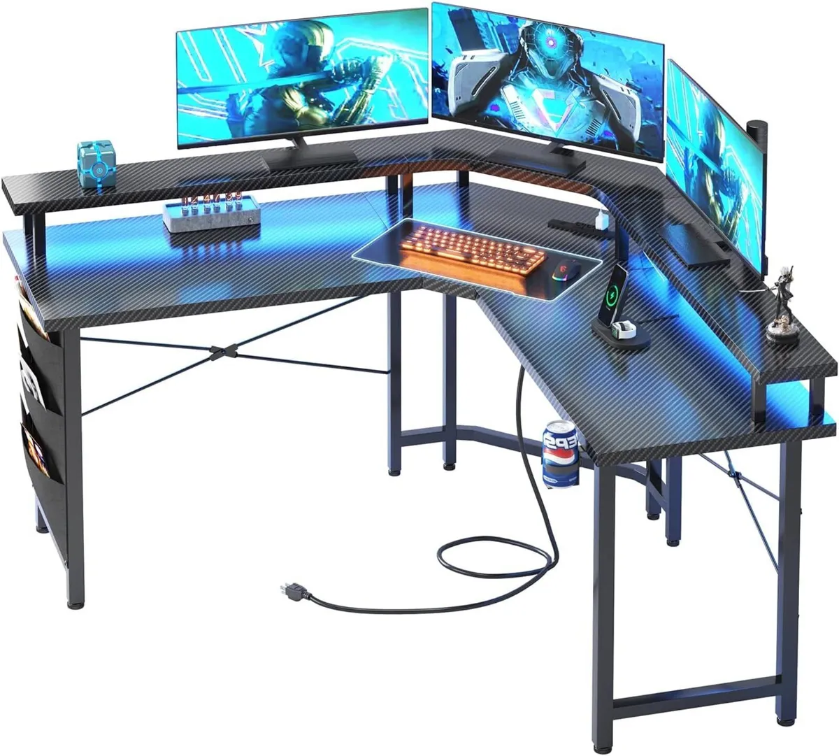Computer Desk with Power Outlets LED Strip 50.8 - Image 1