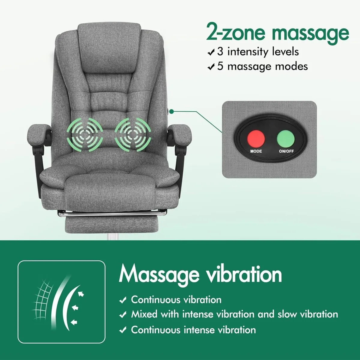 2-Point Massage Office Chair for Home PC Gaming - Image 3