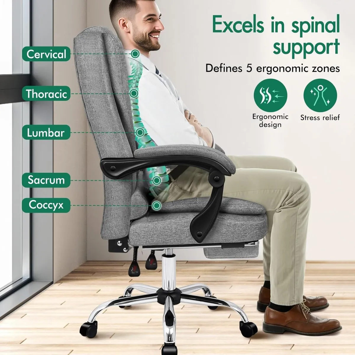 2-Point Massage Office Chair for Home PC Gaming - Image 4