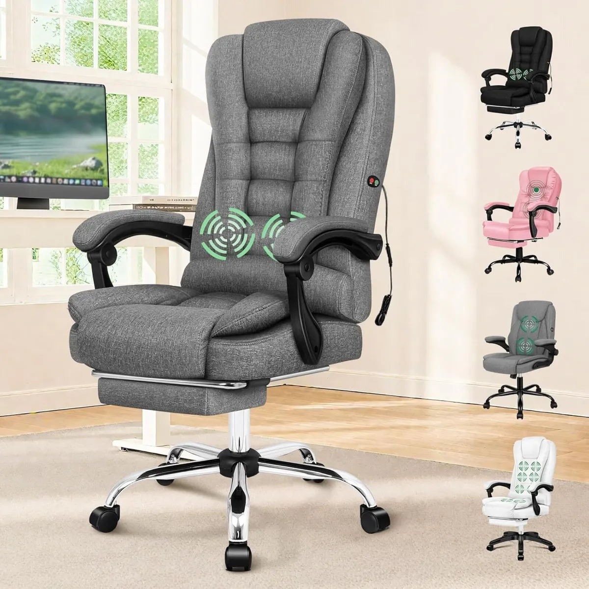 2-Point Massage Office Chair for Home PC Gaming - Image 1