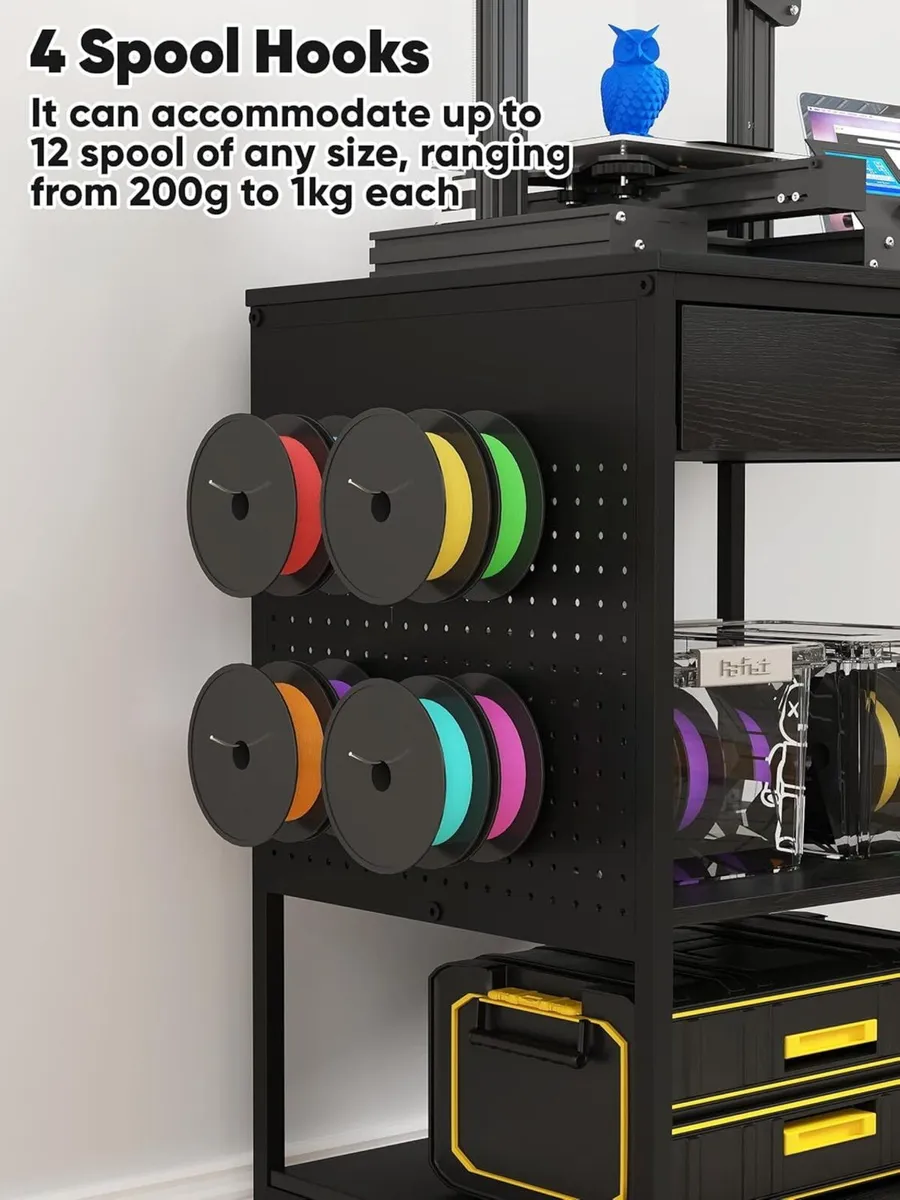 3-Tier Mobile 3D Printer Table with Storage Shelf - Image 4