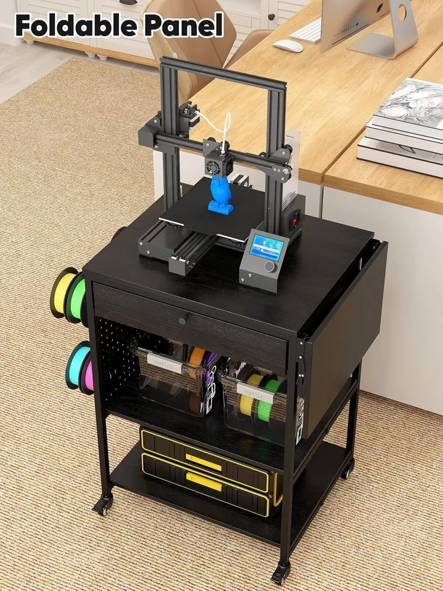 3-Tier Mobile 3D Printer Table with Storage Shelf - Image 2