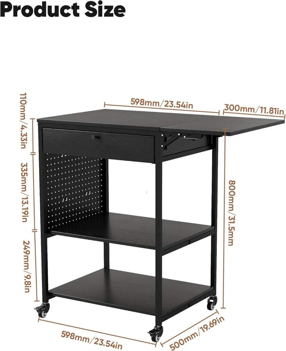 3-Tier Mobile 3D Printer Table with Storage Shelf - Image 3