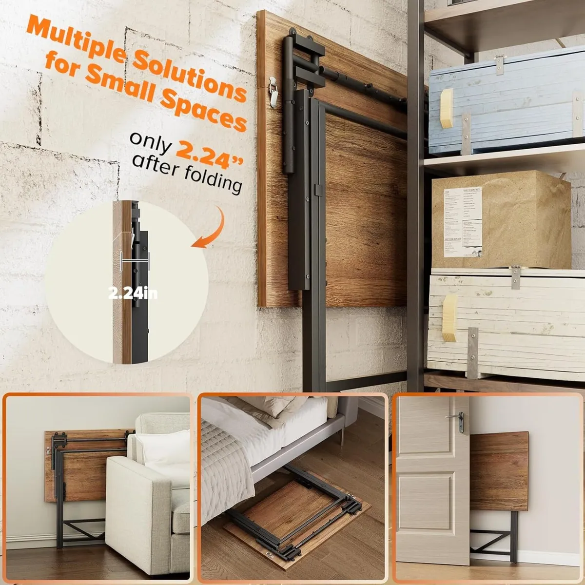 Folding Desk with Monitor Stand Foldable Computer - Image 3