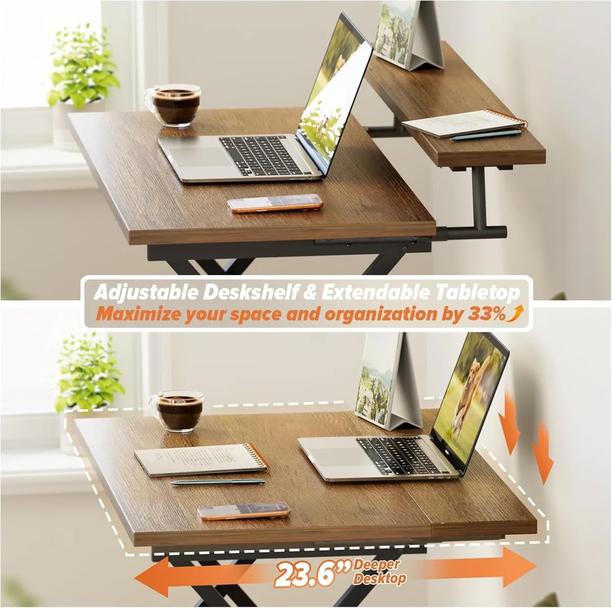 Folding Desk with Monitor Stand Foldable Computer - Image 4