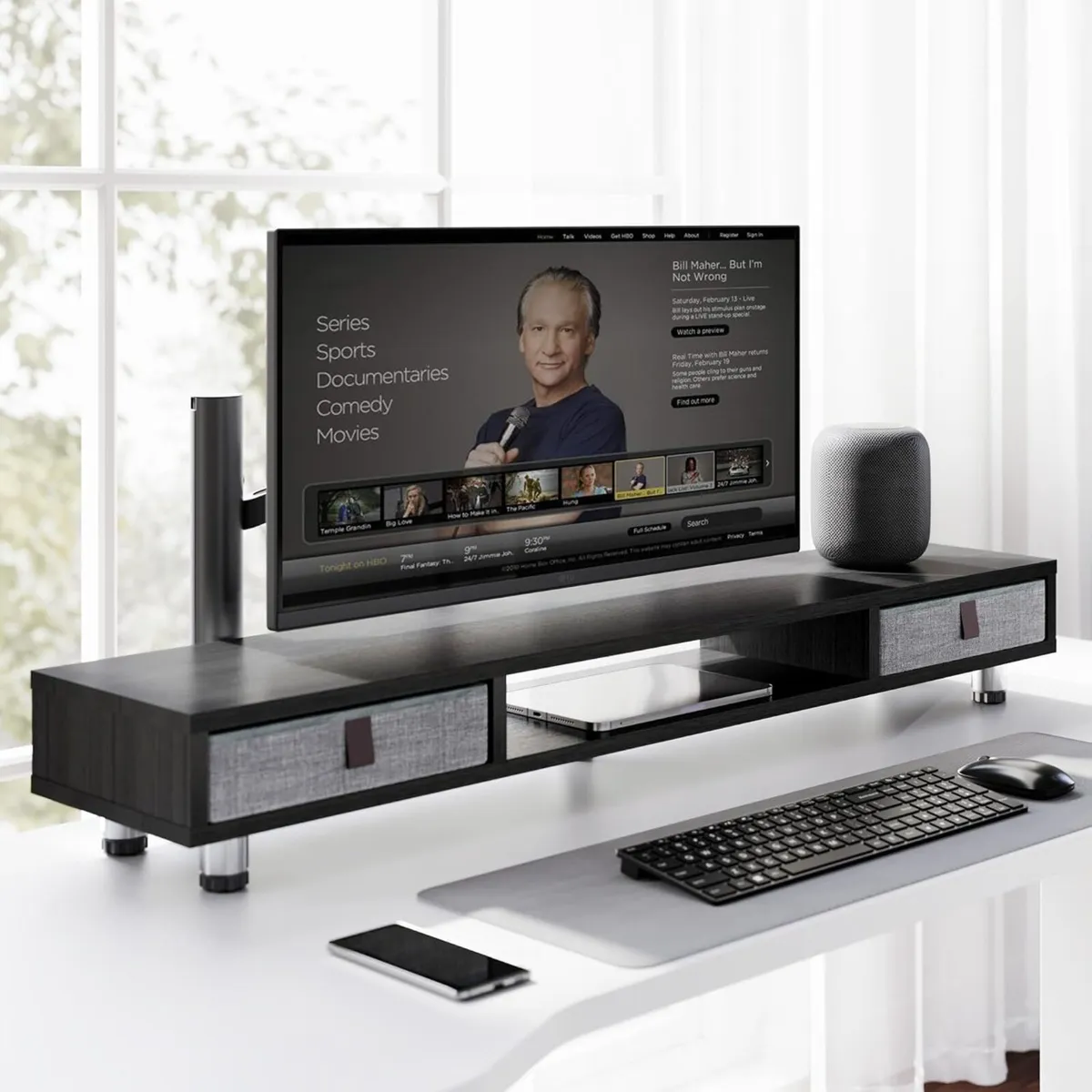 Dual Monitor Stand 108cm Large Riser with 2 - Image 2