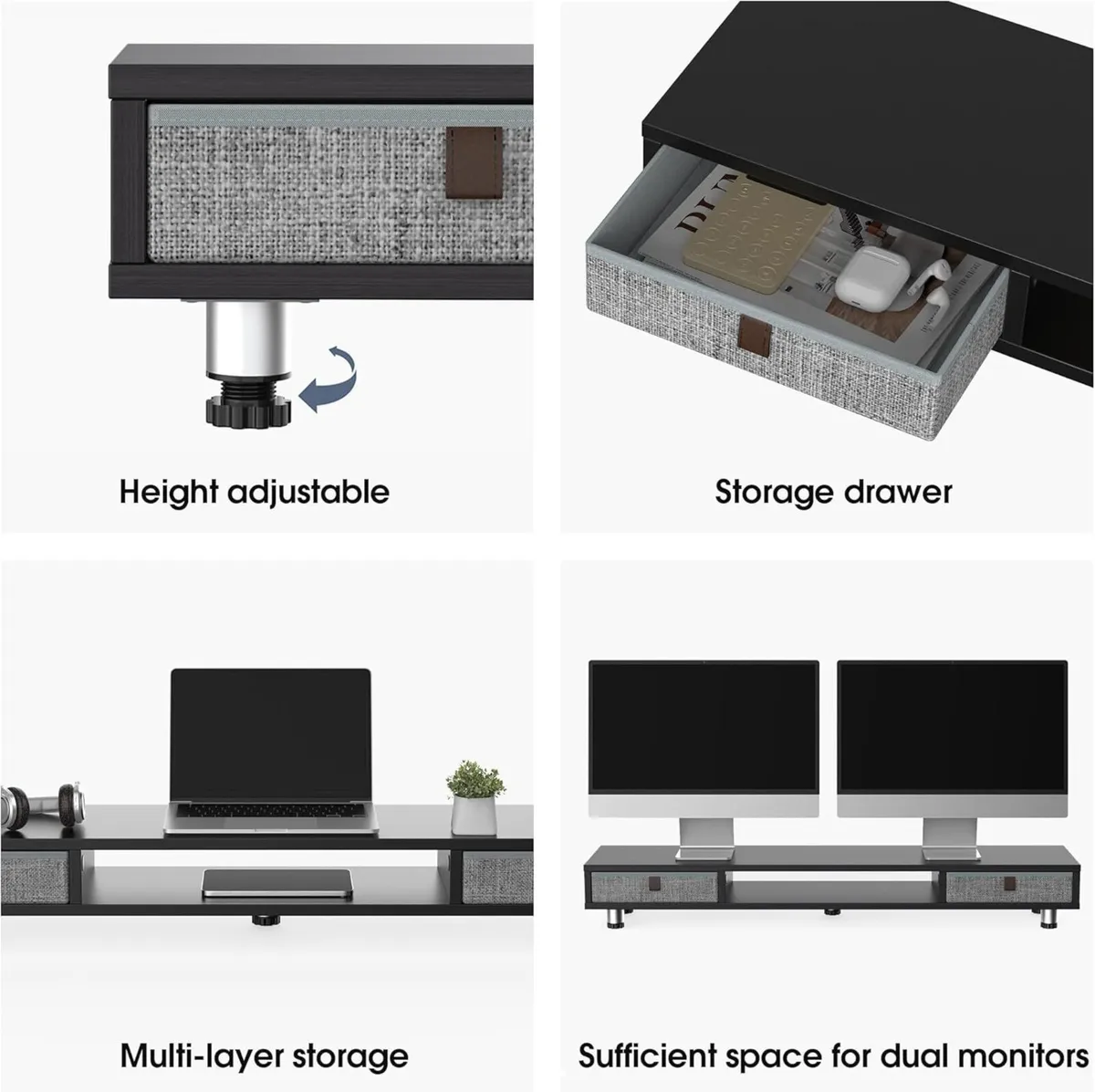 Dual Monitor Stand 108cm Large Riser with 2 - Image 4